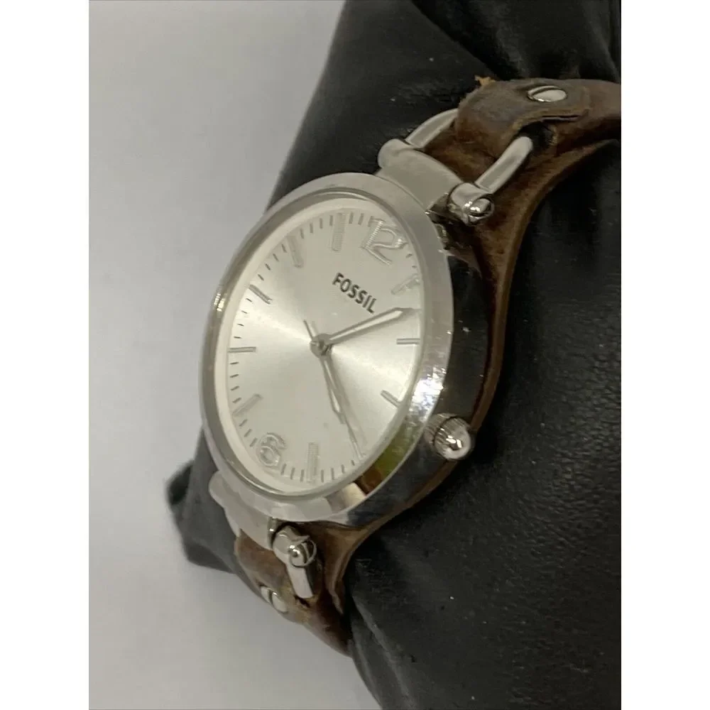 Fossil Georgia ES3060 Women Brown Leather Analog Dial Quartz Genuine Watch KS734